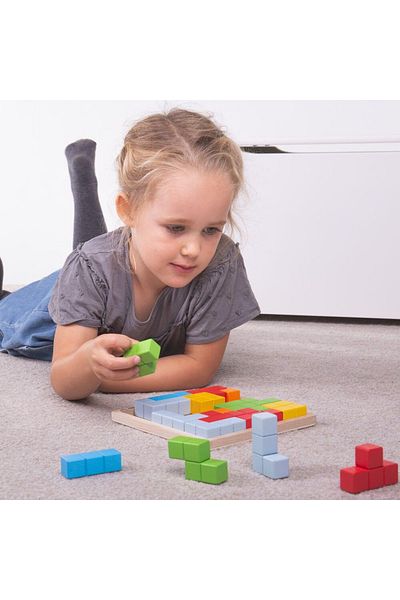 BigJigs Logická hra - Barevný puzzle typu tetris