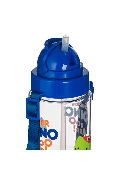 Micostore Sticla Apa Copii Cu Pai, Transparenta,tritan, Fara Bpa, Bidon, 500 Ml, Super Dino - Dinozaur