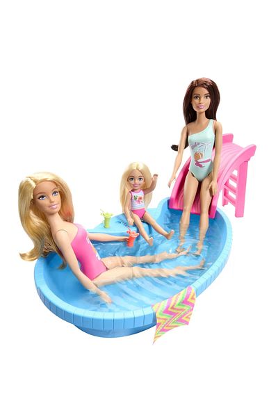 mattel Barbie Set Papusa Barbie Blonda Si Piscina