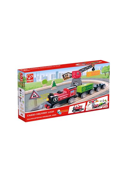 Hape Wooden Toy - Freight Delivery Train Set (19 PIECES)