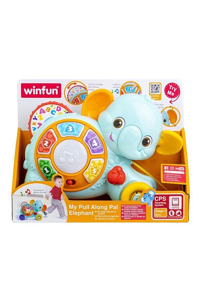 WINFUN Elephant Pull Toy With Sounds And Lights For Babies,