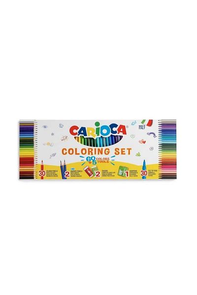 CARIOCA Drawing Set 65 Pieces, Markers, Colored Pencils, Eraser, Sharpener