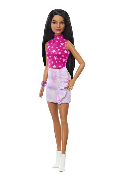 mattel Papusa Barbie Fashionista Bruneta Cu Top Cu Stelute