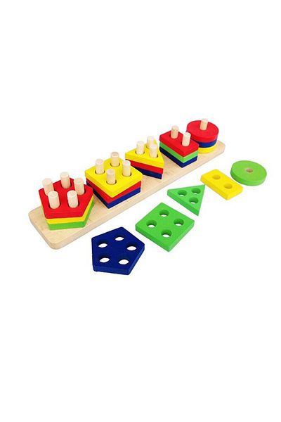 Micostore Joc de sortare, 5 coloane cu forme geometrice, sortator