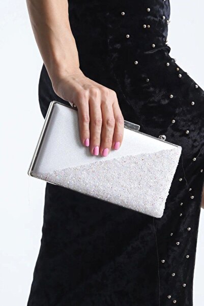 BUKAWEAR Geantă de seară pentru femei, cu jumătate de piatră, cu lanț