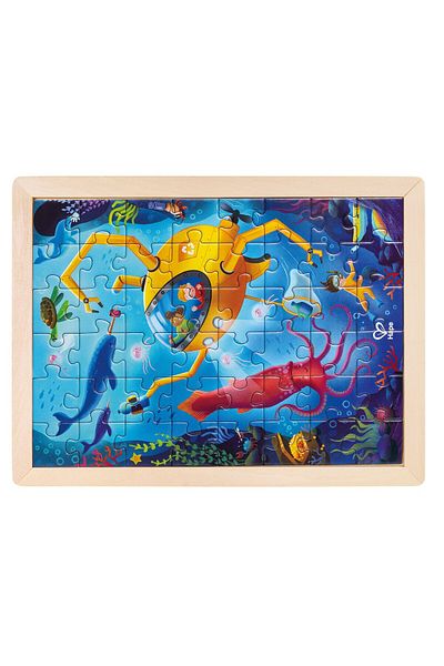 Hape 2 In 1 Wooden Puzzle - Saving The Ocean (50 PIECES), With Double Side And Coloring Activity