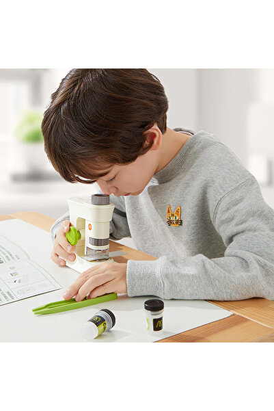 Mideer Microscop pentru copii, mărire 160x, lentilă optică HD, lumină LED, po...