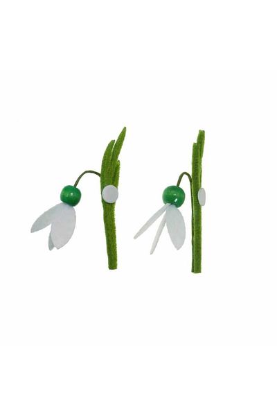 Micostore Set de 2 ghiocei din fetru cu adeziv, lucrați manual, figurină din fetru pentru mărțișor sau decorațiune, 7 cm