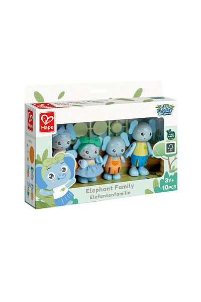 Hape Wooden Toy - Toy Elephant Family (10 PIECES)