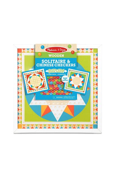 Melissa & Doug Joc de masă 2 în 1 Solitaire și șah chinezesc -