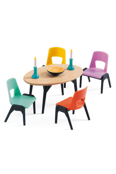djeco Mobla Dining Pentru Casa Papusii,set Mobilier Casuta Papusa,