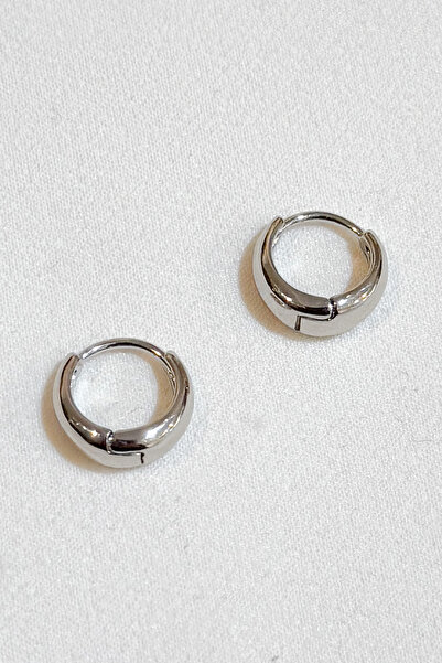 Chic Latife Gümüş Kaplama Bombeli Çelik Halka Küpe