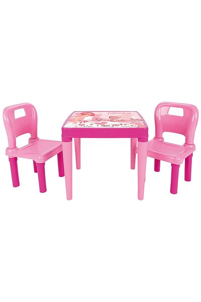 PİLSAN Set Table With 2 Chairs For Children Pilsan Hobby Study Table Pink