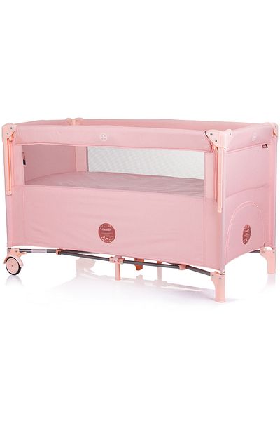 Chipolino Pătuț pliabil Relax Flamingo Linen cu laterale glisante
