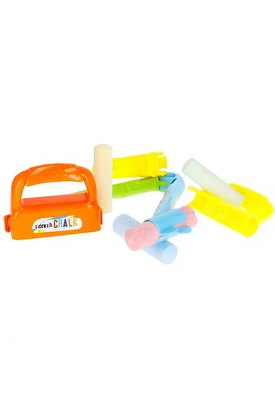Micostore Set of 4 Colored Asphalt Chalks with Drawing Accessories, Anti-Smudge Holder, Compass
