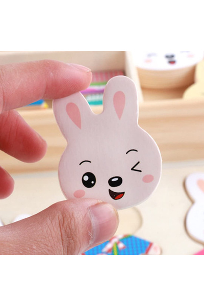 Micostore Ντύσε την οικογένεια των κουνελιών, ξύλινο παζλ, παιχνίδι αντιστοίχισης και συνδυασμού