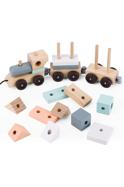 UMU Toys Ξύλινο τρενάκι κύβων,