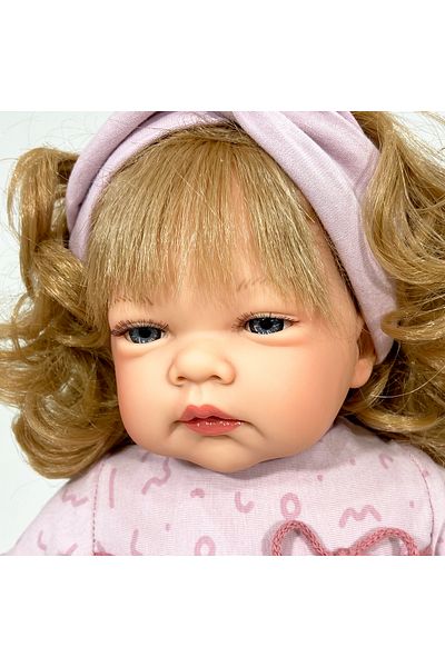 OEM Păpușa Nines D'onil, Celia, cu păr blond, rochie roz, parfum de vanilie, 45 cm
