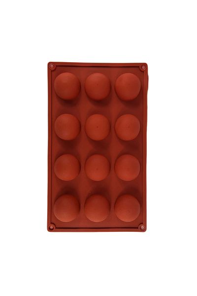 Micostore Silicone Mold For Lollipops And Cakes, Chocolate Pralines, 12 Hemispheres, Brown