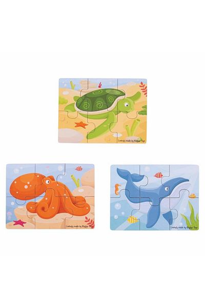 BigJigs Set of 3 wooden puzzles - Aquatic world