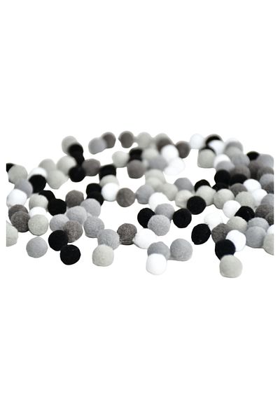 Meyco Small Pompoms, 120 Pcs, 10 Mm, White, Black, Gray Colors, Art & Craft Accessories For Children