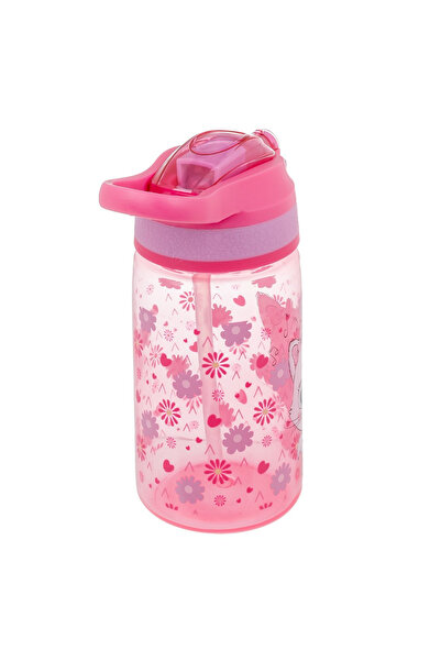 Micostore Παιδικό Μπουκάλι Νερού, Μπουκάλι με Καλαμάκι και Λαβή, 500 Ml, Ροζ Γατούλα, Αναδυόμενο, Για Σχολείο και Νηπιαγωγείο