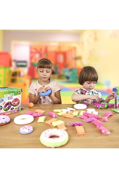 OKTO Set de pastă de modelat Air Clay cu pastă de modelat ușoară Lovin - 42 de culori - Donuts Box