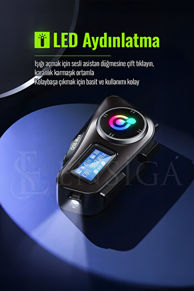 EN SİGA 2 Intercom Bağlantılı Radyolu Lcd Ekranlı Işıklı Su Geçirmez Motorcu Kask Kulaklık Müzik Çalar