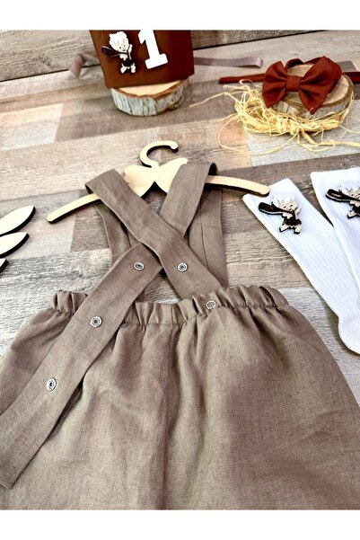 Feriatolye Bambam Concept Baby Boy Birthday Salopet Bow Tie Socks Crown Suit