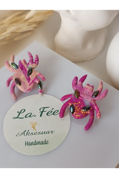 La fee aksesuar أقراط على شكل عنكبوت بتصميم خاص مصنوعة يدويًا من الفولاذ مع مشبك