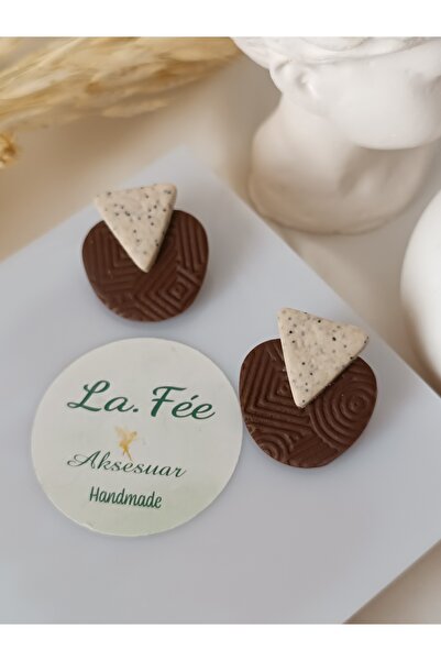La fee aksesuar Mocha Brown Soft Color Basic Polymer Clay Earrings Handmade O...