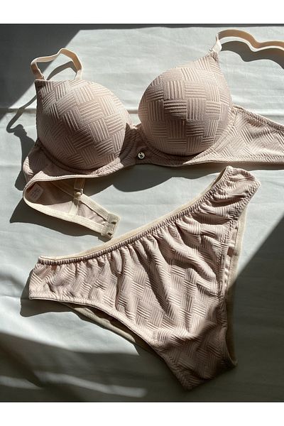 Rapidsy Nude Check Supported Bra & Panty Set
