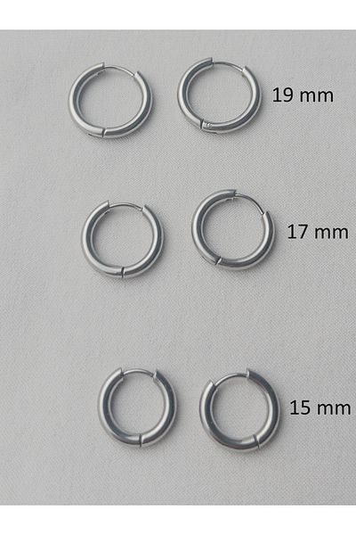 Siya Silver Tarnish Stainless Steel Silver Color 3 Pairs Hoop Earrings Set