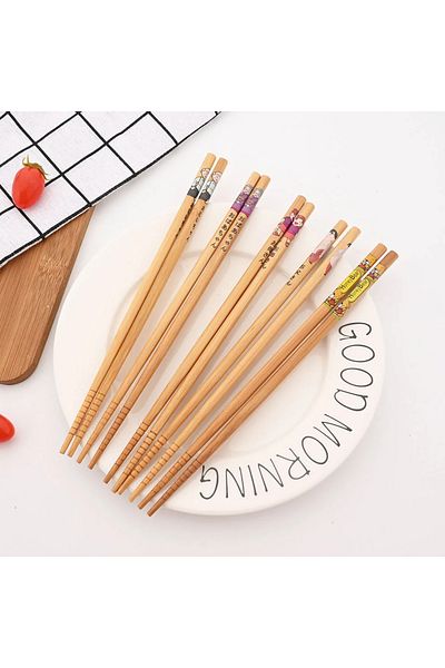 Choice 5Pairs Family Japanese 5Pairs Bamboo Chopsticks for Sushi Non-Slip Food Sticks Hot Pot Reusable Chin