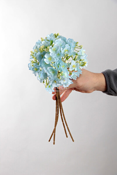 Yapay Çiçek Deposu Lüx Garnitürlü Yasemin Çiçeği Buketi 4 Dallı 40 cm Mavi