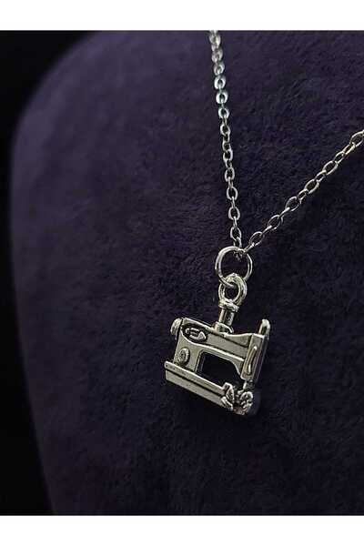 sarıyer silver Dikiş Makinesi Model Moda Dikiş Ve Terzi Temalı Çelik Kolye Uc...