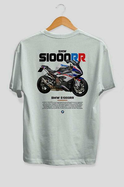 Ankhises Bmw S1000Rr Back Printed White Oversize T-Shirt Crew Neck for Men Women
