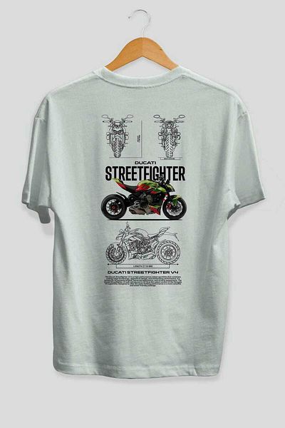 Ankhises Ducati Streetfighter V4 White Oversize T-Shirt for Men and Women to Build a Road