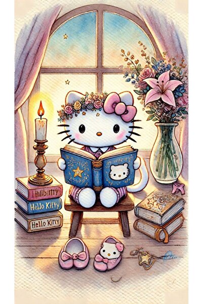 Sticksy Hello Kitty Duvar Posteri - Çerçevesiz Poster Kağıt Afiş HD Baskı