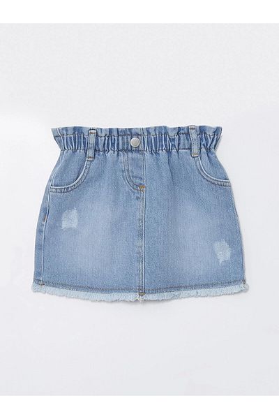 LC Waikiki Lcw Kids Blue Baby Girl Jean Skirt with Elastic Waist