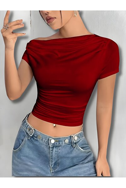 eybetsa ασύμμετρος γιακάς Με σούρες Κοντό μπλούζα