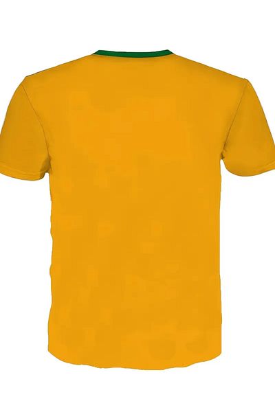 PENTHİLUS Brazil Flag Printed Unisex Organic Cotton Short Sleeve Round Neck T-Shirt