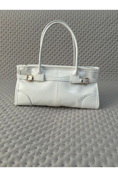 RumyaCollection White Women's Buckle Double Handle Crossbody Bag