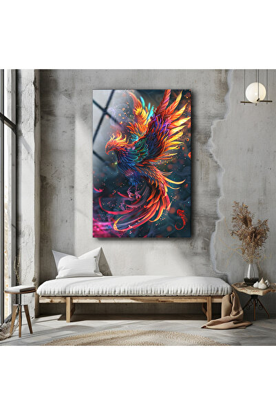 BV DEKOR Pictură modernă din sticlă Phoenix, imprimare profesională pe sticlă...