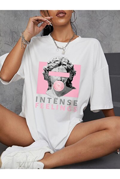 NoVibe Intense Feelings Printed Unisex Oversize T-shirt - Γυναικείο Oversize ...