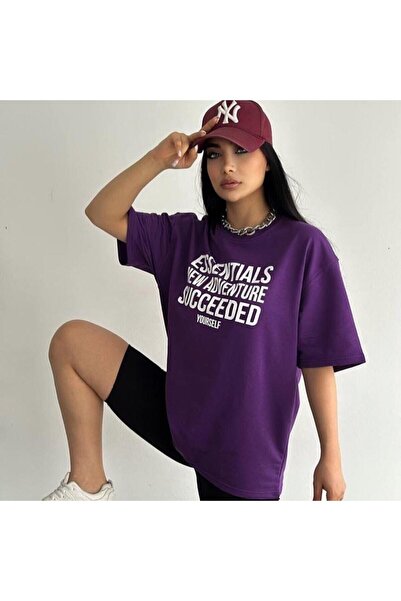 NoVibe Plus Size Essentials New Adventure Succeeded Printed Oversize Unisex T...