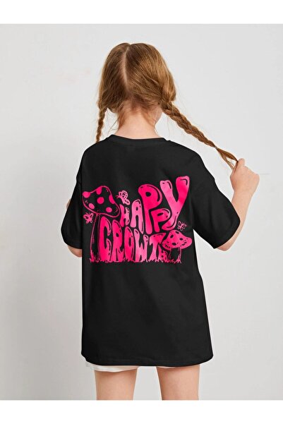 NoVibe Παιδικό μπλουζάκι για κορίτσια Happy Printed Oversize