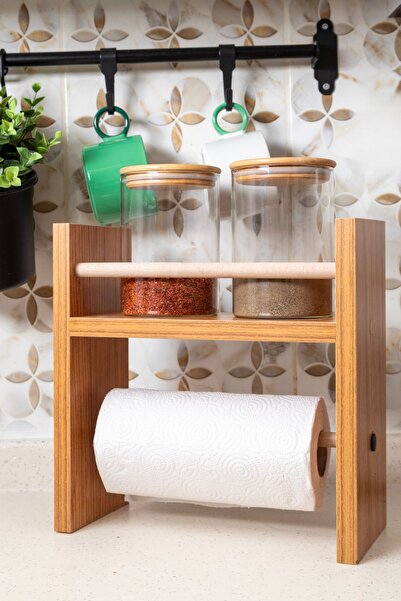 St Morritz 1 Yıl Ahşap Mutfak Rafı Rulo Kağıt Havluluk Pratik Şık Mutfak Düze...