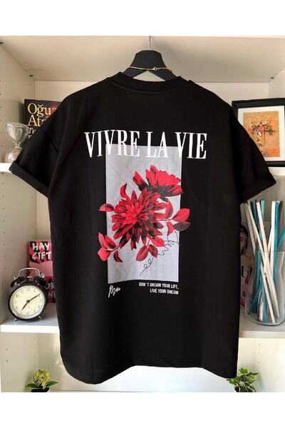 NoVibe Μπλουζάκι από βαμβακερό χτενισμένο βαμβάκι μεγάλου μεγέθους Vivre La V...