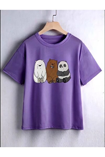 NoVibe Bestie Teddy Bear Printed Oversize Cotton Kids T-Shirt